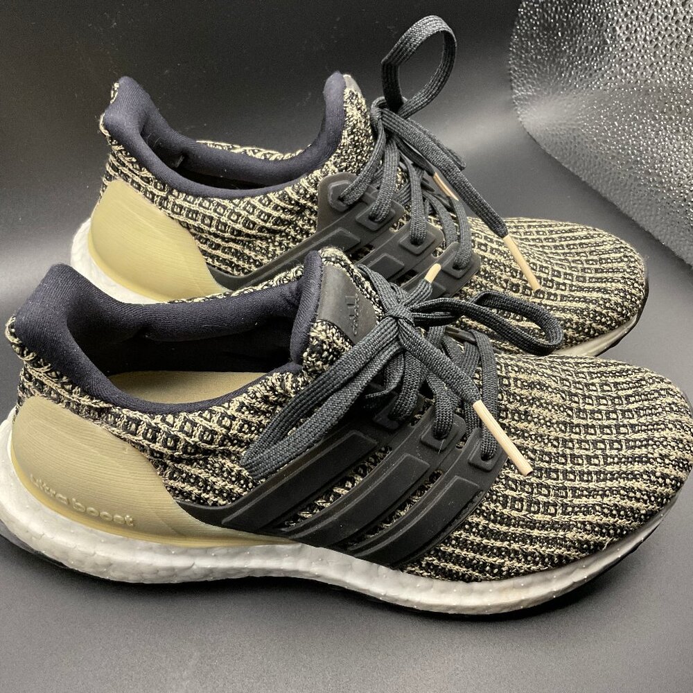 LIKE NEW - Adidas Ultraboost J Big Kids' Shoes Core Black-Raw Gold CP8776